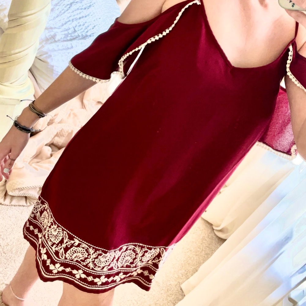 Red flowy dress